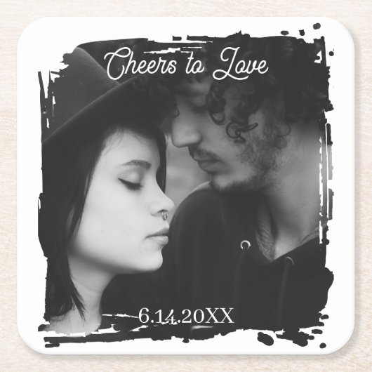 Cheers to Love | Photo Template Wedding Kartonnen Onderzetters (Voorkant)