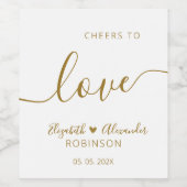 Cheers to Love Script Weddenschap Bottle Favor Win Wijn Etiket (Enkel label)