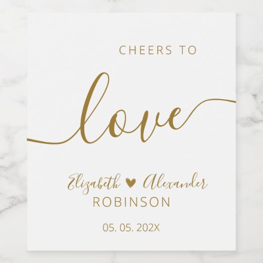 Cheers to Love Script Weddenschap Bottle Favor Win Wijn Etiket (Enkel label)