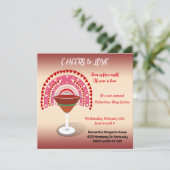 Cheers to Love Valentijn Hearts Cocktail Party Kaart (Staand voorkant)