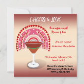 Cheers to Love Valentijn Hearts Cocktail Party Kaart (Voorkant)