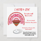 Cheers to Love Valentijn Hearts Cocktail Party Kaart (Voorkant)