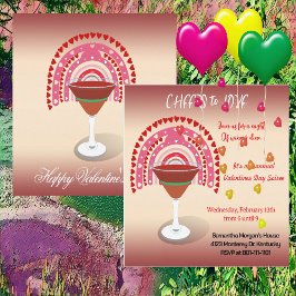 Cheers to Love Valentijn Hearts Cocktail Party Kaart