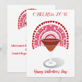 Cheers to Love Valentijn Hearts Cocktail Rainbow Feestdagenkaart (Voorkant / Achterkant)