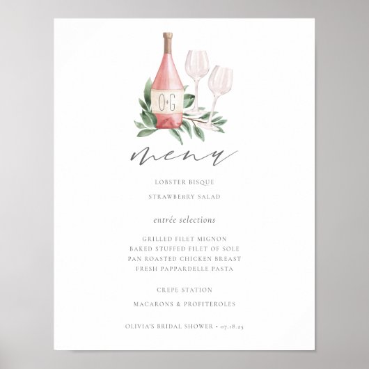 Cheers to Love Wedding Event of Shower Menu Sign Poster (Voorkant)