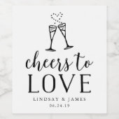 Cheers to Love Wedding Favor Wijn Etiket (Enkel label)