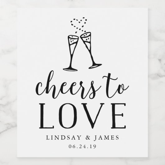 Cheers to Love Wedding Favor Wijn Etiket (Enkel label)