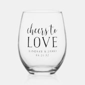 Cheers to Love Wedding Favor Wijnglas Zonder Voet (Voorkant)