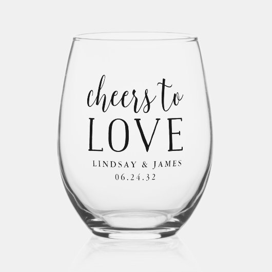Cheers to Love Wedding Favor Wijnglas Zonder Voet (Voorkant)