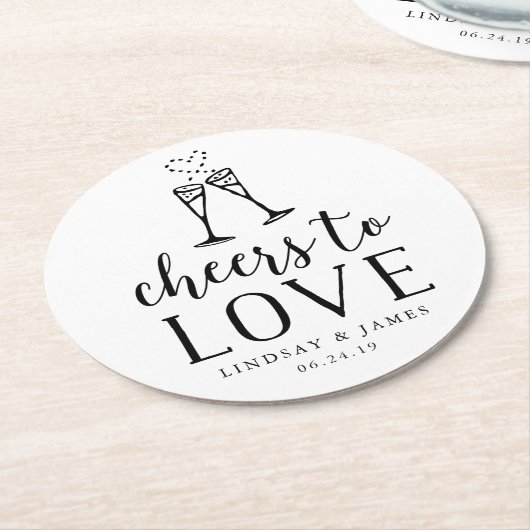 Cheers to Love Wedding Ronde Kartonnen Onderzetter (Gebogen)