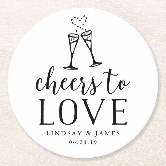Cheers to Love Wedding Ronde Kartonnen Onderzetter (Voorkant)