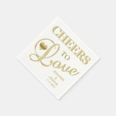 CHEERS TO LOVE White Heart Gold Wedding Servet (Hoek)