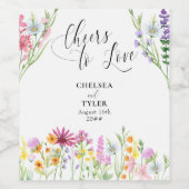 Cheers to Love Wildflower Meadow Wedding Wijn Etiket (Enkel label)