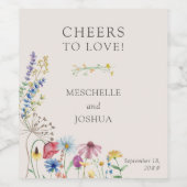 Cheers to Love Wildflower Wedding Floral Wijn Etiket (Enkel label)