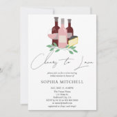 Cheers to Love Wine Flowers Vrijgezellenfeest Kaart (Voorkant)