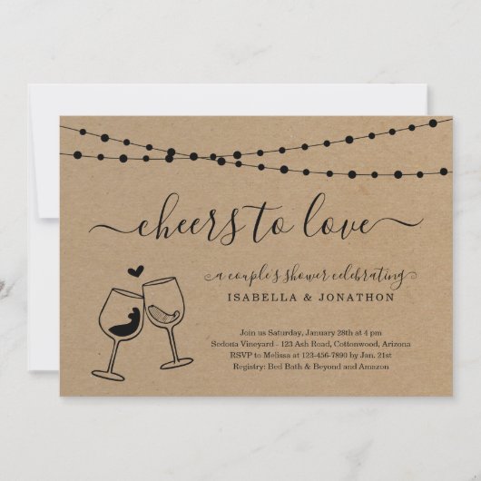 Cheers to Love Wine Invitation Kaart (Voorkant)