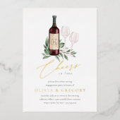 Cheers to Love Wine Tasting Engagement Party Folie Uitnodiging (Voorkant)