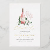 Cheers to Love Wine Tasting Engagement Party Folie Uitnodiging (Voorkant)