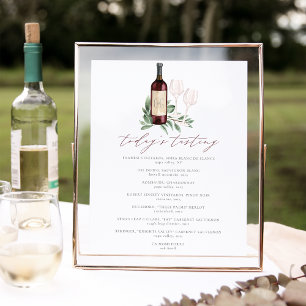 Cheers to Love Wine Tasting Menu Sign Poster