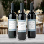 Cheers to Mr. and Mrs Greenery Dusty Blue Wedding Wijn Etiket