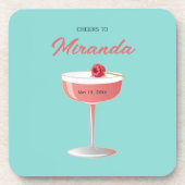 Cheers to [Name] Personalized Party  Bier Onderzetter (Voorkant)