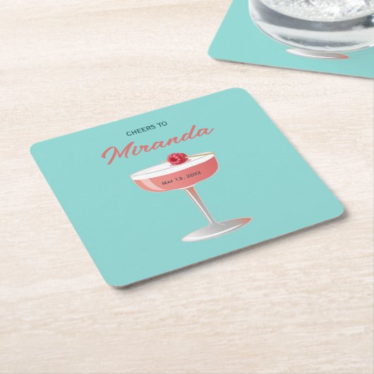 Cheers to [Name] Personalized Party  Kartonnen Onderzetters (Schuin)