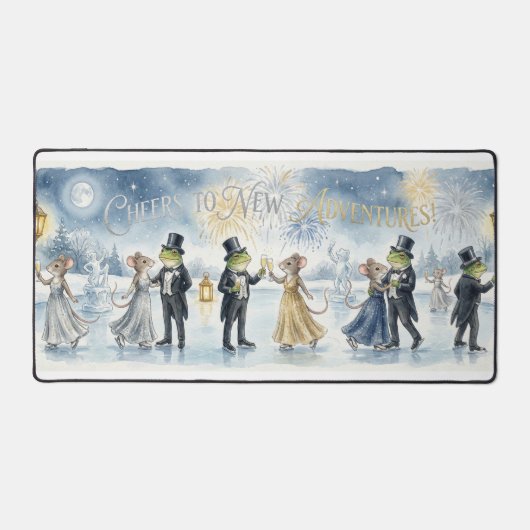 “Cheers to New Adventures – New Year Party Greetin Bureaumat (Voorkant)