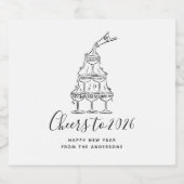 Cheers to New Years Party Hand Drawn  Sparkling Wijnetiket (Enkel label)