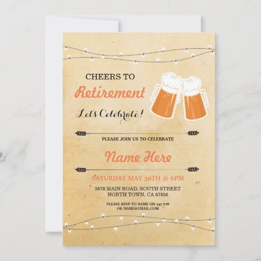  Cheers to Retirement Party Beers nodigt uit Kaart (Voorkant)