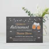 Cheers to Retirement Party Chalk Beers Invitation Kaart (Staand voorkant)
