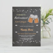 Cheers to Retirement Party Chalk Beers Invite Kaart (Staand voorkant)