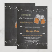 Cheers to Retirement Party Chalk Beers Invite Kaart (Voorkant / Achterkant)