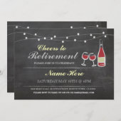 Cheers to Retirement Party Chalk red Invitation Kaart (Voorkant / Achterkant)