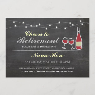 Cheers to Retirement Party Chalk red Invitation Kaart