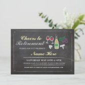 Cheers to Retirement Party Chalk Wine Invitation Kaart (Staand voorkant)