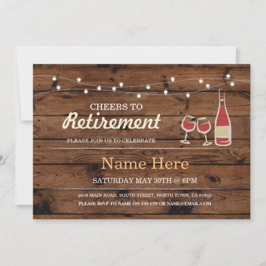 Cheers to Retirement Party Wine Invitation Kaart (Voorkant)