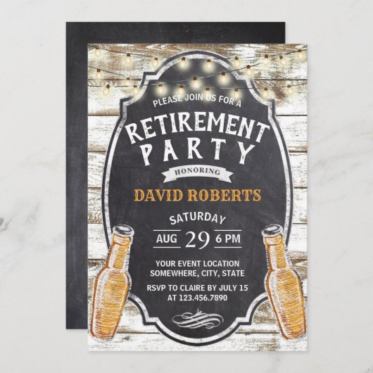 Cheers to Retirement Rustic Barn Beer Party Kaart (Voorkant / Achterkant)