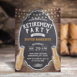 Cheers to Retirement Rustic Beer Party Kaart
