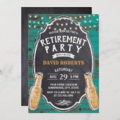 Cheers to Retirement Rustic Blauwgroen Barn Beer P Kaart (Voorkant / Achterkant)