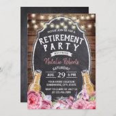 Cheers to Retirement Rustic Floral Beer Party Kaart (Voorkant / Achterkant)