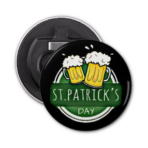 Cheers to St Patrick's Day Beer Mokken Button Flesopener