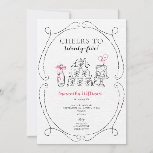 Cheers to the Birthday Girl Bubbly Champagne Tower Kaart (Voorkant)