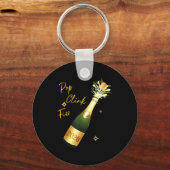 Cheers To The New Year 2026 Champagne Drinking Par Sleutelhanger (Voorkant)