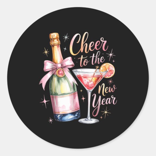 Cheers To The New Year 2026 Champagne New Years Ev Ronde Sticker (Voorkant)