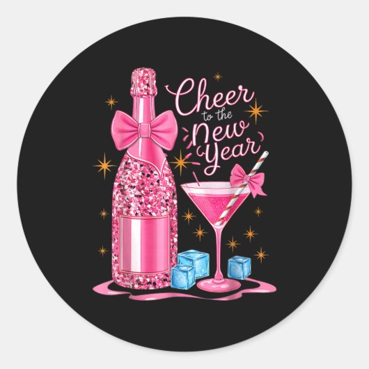 Cheers To The New Year 2026 Champagne New Years Ev Ronde Sticker (Voorkant)