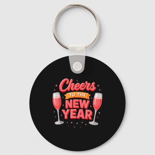 Cheers To The New Year 2026 Champagne New Years Ev Sleutelhanger (Voorkant)