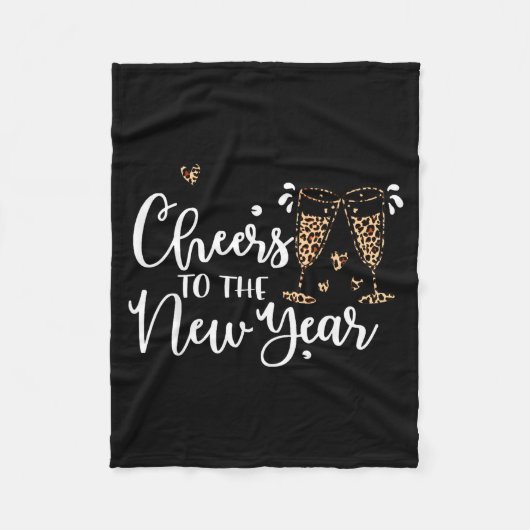 Cheers To The New Year 2026 Leopard Champagne Happ Fleece Deken (Voorkant)