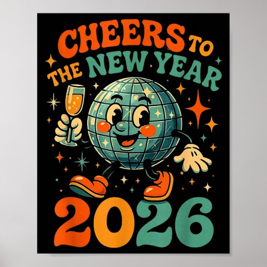 Cheers To The New Year 2026 Retro Disco Gift  Poster (Voorkant)