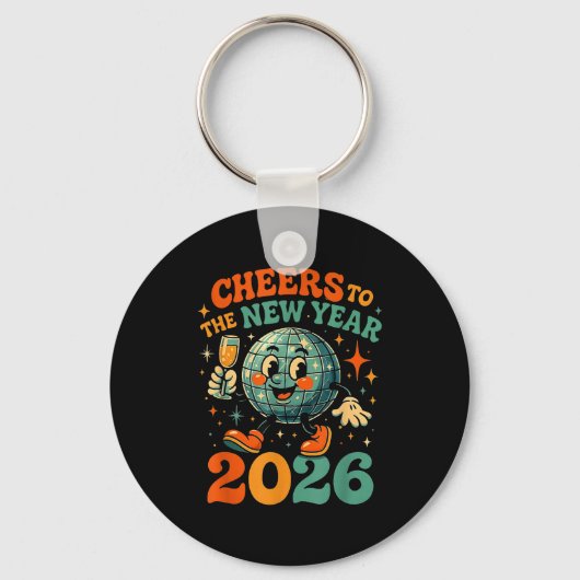 Cheers To The New Year 2026 Retro Disco Gift  Sleutelhanger (Voorkant)