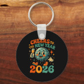 Cheers To The New Year 2026 Retro Disco Gift  Sleutelhanger (Voorkant)